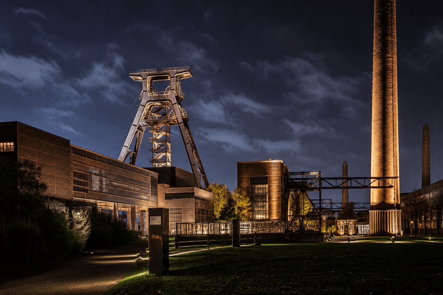 PLACEHOLDER: Zollverein und abendliche Industriekultur-Silhouette — Escort Essen (Austauschbild)